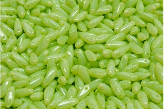 Dagger Beads, White Opal Light Green (02020-34310), Glass, Czech Republic