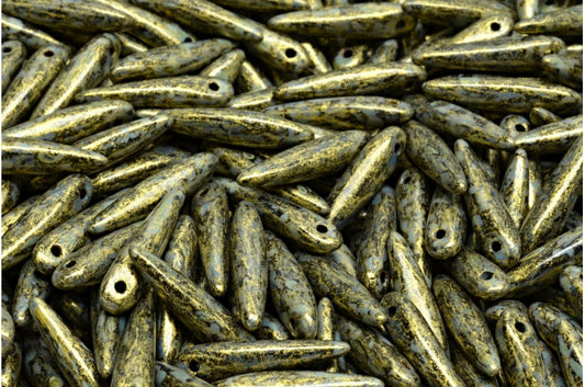 ソーンビーズ、ブラックゴールドラスタースポット（23980-65322）、ガラス、チェコ共和国