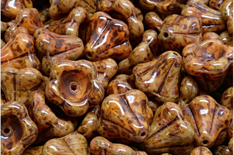 Bell Flower Beads, Opal Yellow Travertin (81250-86800), Glass, Czech Republic