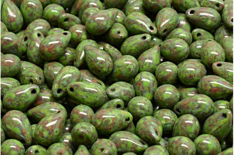 ドロップビーズ、不透明ブラウントラバーチン 33011 (13610-86800-33011)、ガラス、チェコ共和国