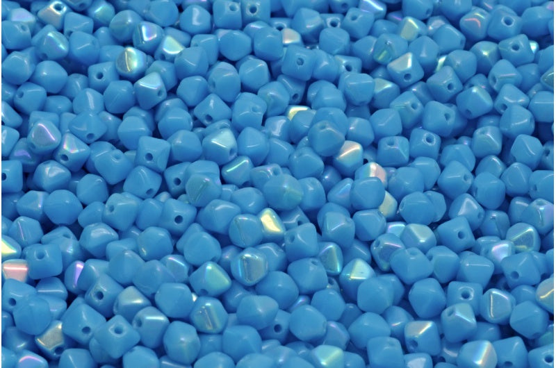 双円錐ビーズ、ブルーAb（63050-28701）、ガラス、チェコ共和国