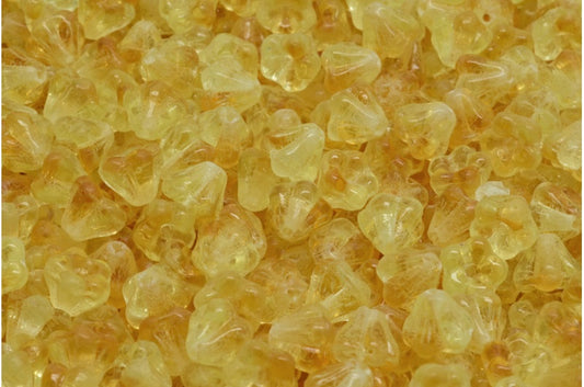 Bell Flower Beads, Mixed Yellow (17801), Glass, Czech Republic