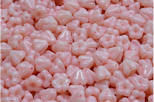 Bell Flower Beads, 83539 Warm Purple Spotted (83539-33304), Glass, Czech Republic