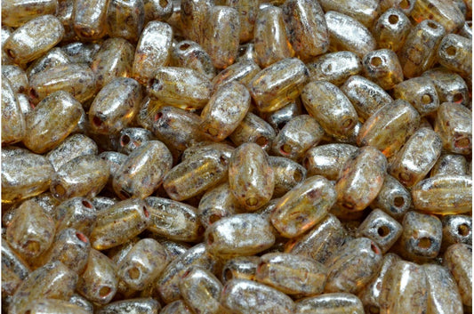 オリーブビーズ、クリスタルトラバーチンシルバーグレー（00030-86800-34301）、ガラス、チェコ共和国