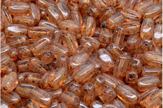 オリーブビーズ、クリスタルトラバーチンライトピンク（00030-86800-34304）、ガラス、チェコ共和国