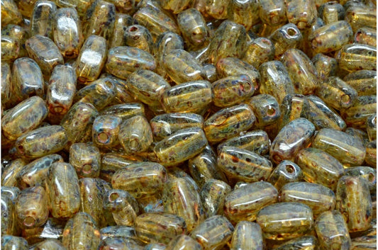 オリーブビーズ、クリスタルトラバーチンライトグレー（00030-86800-34311）、ガラス、チェコ共和国