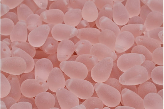 ドロップビーズ、透明ピンクマット（70110-84100）、ガラス、チェコ共和国