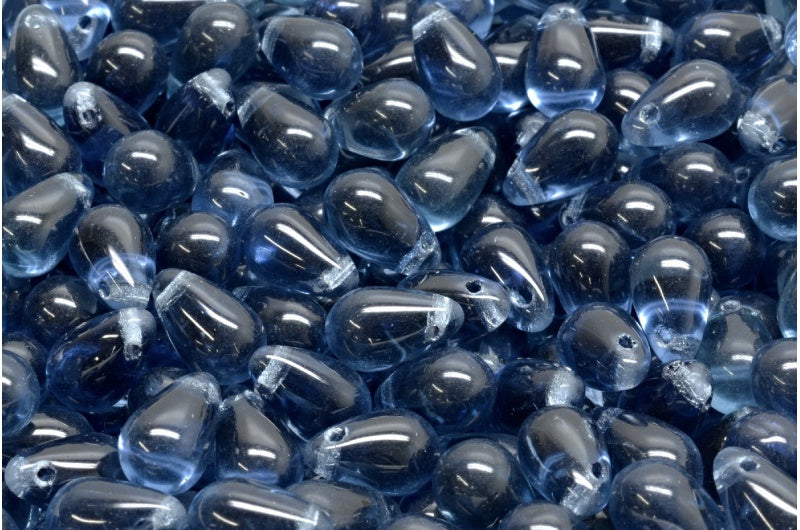 ドロップビーズ、透明ダークブルー（30320）、ガラス、チェコ共和国