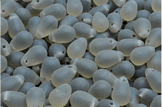 Drop Beads, Gray Matte (40010-84100), Glass, Czech Republic