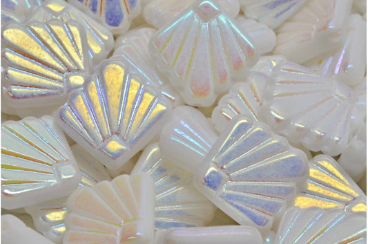 Diafan Beads, White Ab Full (2X Side) (02010-28703), Glass, Czech Republic