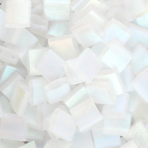 Miyuki Tila / Half Tila / Quater Tila 2-hole Beads, Crystal AB Full Matted (#55107), Glass, Japan