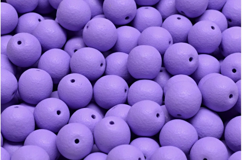 ラウンドドラックビーズ、ホワイトブライトパープルマット（02010-22M14）、ガラス、チェコ共和国