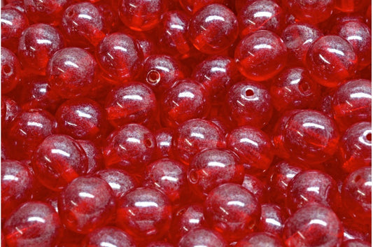 ラウンドドラックビーズ、ルビーレッドヘマタイト（90080-14400）、ガラス、チェコ共和国