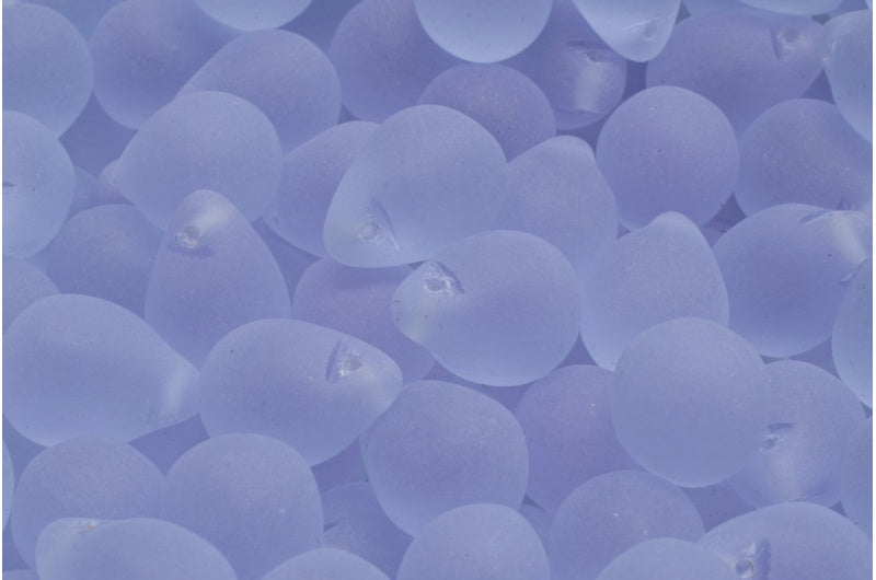 Teardrop Beads, Transparent Light Amethyst Matte (20210-84100), Glass, Czech Republic