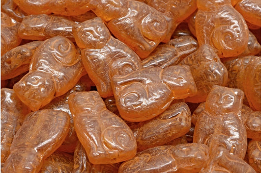 OUTLET 10 grams Cat Beads, 17 x 11 mm, Topaz Orange Spotted (10070-33302), Glass, Czech Republic