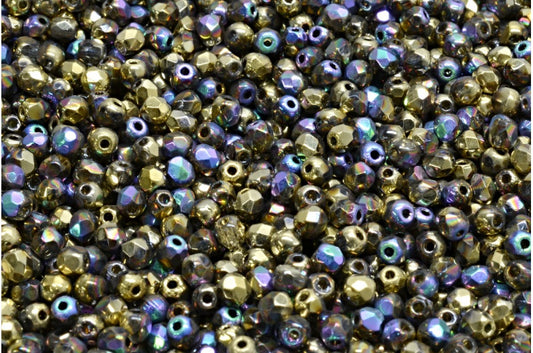 ファセットラウンドファイアポリッシュビーズ、クリスタル98557（00030-98557）、ガラス、チェコ共和国