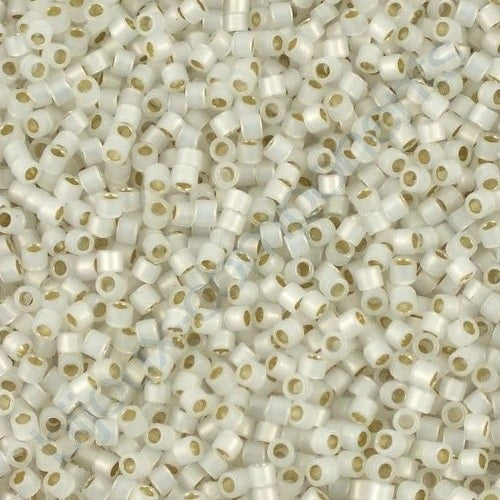 Miyuki Delica Glass Seed Beads, gilt lined white opal (#0221), Glass, Japan