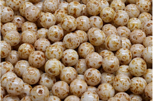 圆珠，白色石灰华 (02010-86800)，玻璃，捷克共和国