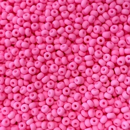 TOHO Round Glass Seed Beads, Frosted Pink (#92923), Glass, Japan