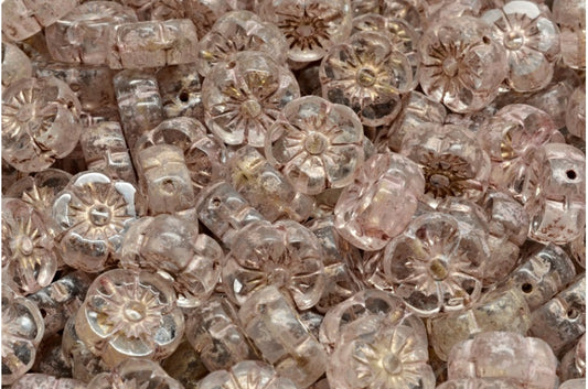 OUTLET 10 grams Table Cut Hawaii Flower Beads, 10 x 10 mm, Crystal Copper Lined (00030-54324), Glass, Czech Republic