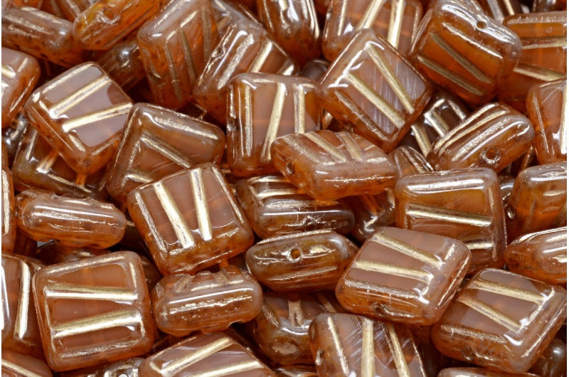 方形桌切珠，蛋白石粉红石灰华金闪闪（71010-86800-86710），玻璃，捷克共和国