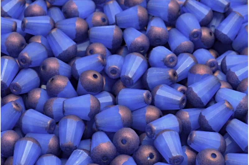 Faceted Fire Polished Teardrop Beads, Opal Blue Purple (31010-15726), Glass, Czech Republic