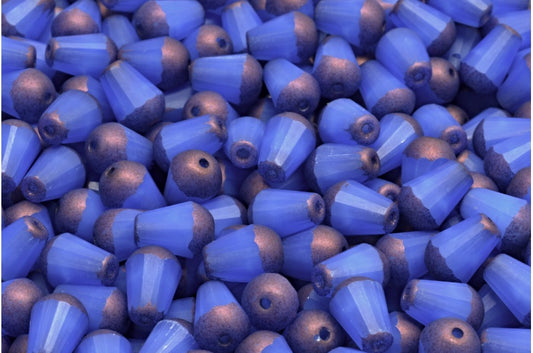 ファセット加工のファイアポリッシュ仕上げのティアドロップビーズ、オパールブルーパープル（31010-15726）、ガラス、チェコ共和国