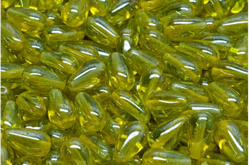 水滴珠，透明黄透明绿赤铁矿（80020-50220-14400），玻璃，捷克共和国