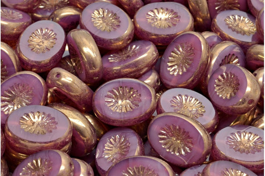 OUTLET 10 grams Table Cut Kiwi Beads, 14 x 10 mm, Opal Pink Bronze (71010-14415), Glass, Czech Republic