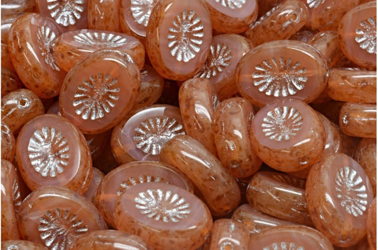 桌切猕猴桃珠，蛋白石粉红石灰华银衬里（71010-86800-54301），玻璃，捷克共和国