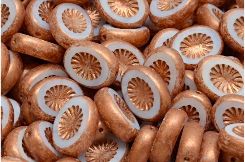 Table Cut Kiwi Beads, White 4319 (02010-04319), Glass, Czech Republic