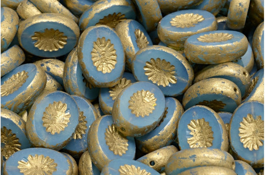 桌切猕猴桃珠，蛋白石海蓝金（61000-04302），玻璃，捷克共和国