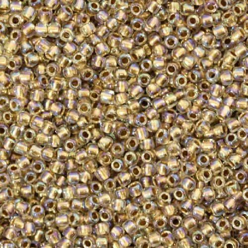 TOHO Round Glass Seed Beads, gold lined rainbow crystal (#994), Glass, Japan
