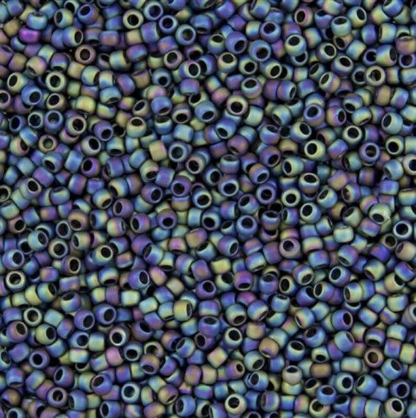 TOHO Round Glass Seed Beads, Opaque Frosted Rainbow Iris (#86F), Glass, Japan