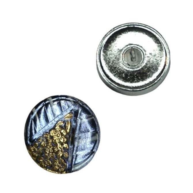 1個 ハンドペイントガラスボタン（飾り付き）、サイズ10（22.5 mm）、ガラス、チェコ共和国