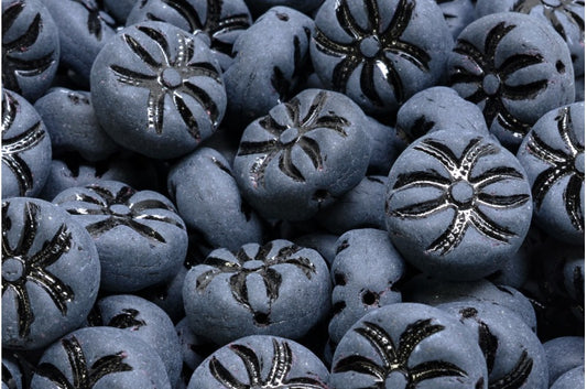圆形蜘蛛珠，黑色哑光（23980-84100），玻璃，捷克共和国
