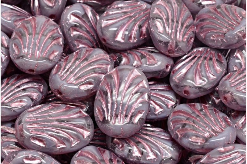 Oval With Lines, Violet Moonlight Pink Lined (26016-54321), Glass, Czech Republic