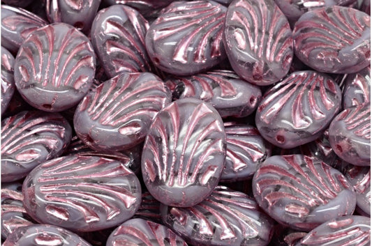 椭圆形，带线条，紫罗兰色月光粉色内衬（26016-54321），玻璃，捷克共和国