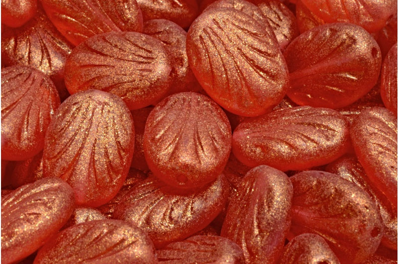 Oval With Lines, Crystal Matte Red (00030-84100-542011), Glass, Czech Republic