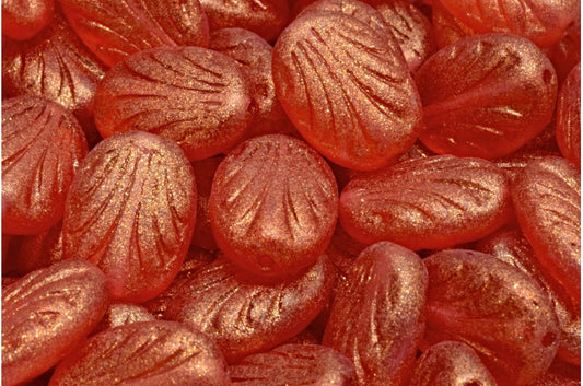 Oval With Lines, Crystal Matte Red (00030-84100-542011), Glass, Czech Republic