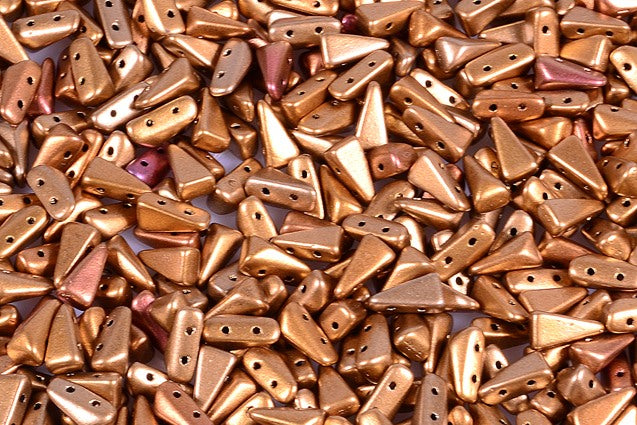 Vexolo 2-Hole Beads, Copper Gold Iris (01610), Glass, Czech Republic