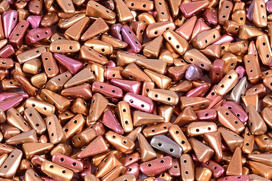 Vexolo 2-Hole Beads, Yellow Gold Metallic Iris (01620), Glass, Czech Republic