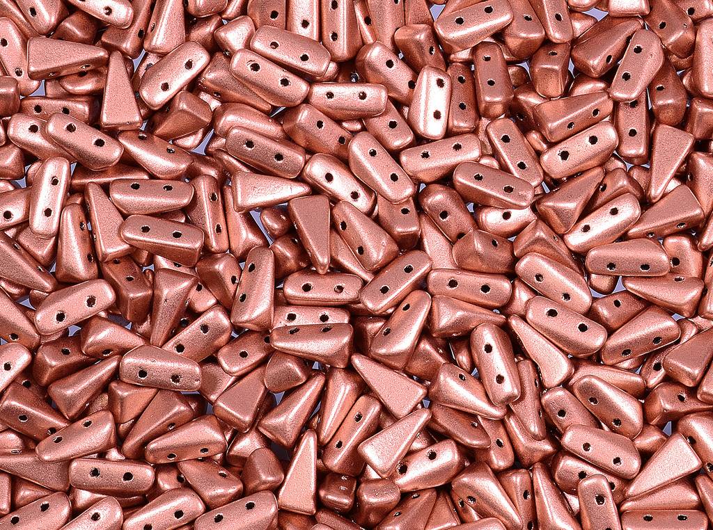 Vexolo 2穴ビーズ、ライトヴィンテージコッパー（01770）、ガラス、チェコ共和国