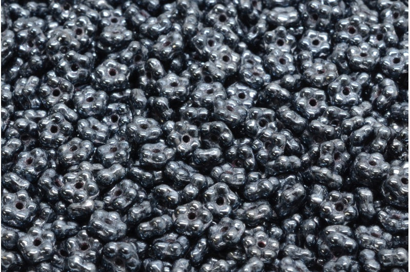 Forget Me Not Beads, Black Hematite (23980-14400), Glass, Czech Republic