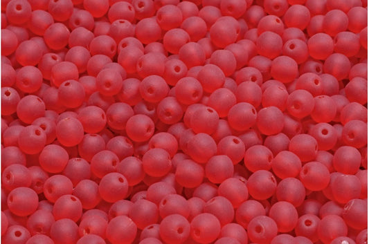 圆形 Druck 珠，红宝石色哑光（90080-84100），玻璃，捷克共和国