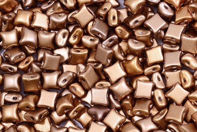 Wibeduo 2-Hole Beads Star Cross, Copper Gold Iris (01610), Glass, Czech Republic