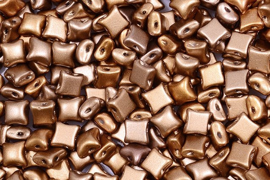 Wibeduo 2-Hole Beads Star Cross, Copper Gold Iris (01610), Glass, Czech Republic