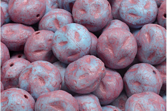 Monon Stone Beads, Turquise Etched Pink Lined (64000-etch-54321), Glass, Czech Republic