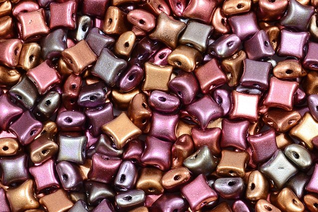 Wibeduo 2穴ビーズ スタークロス イエローゴールド メタリックアイリス (01620) ガラス チェコ共和国