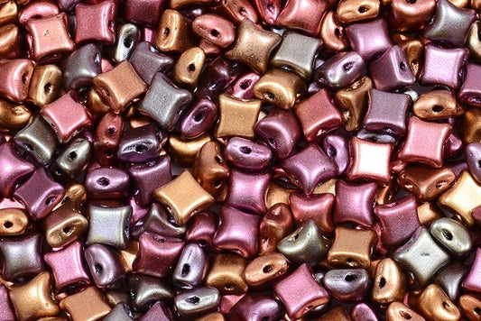 Wibeduo 2穴ビーズ スタークロス イエローゴールド メタリックアイリス (01620) ガラス チェコ共和国